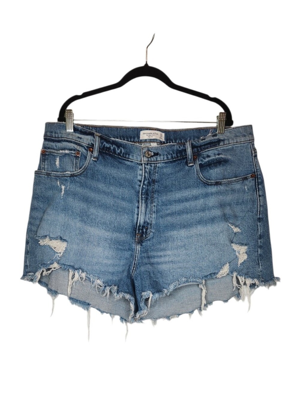 Abercrombie & Fitch The Mom Short High Rise Cut Off Distressed Denim 34/18